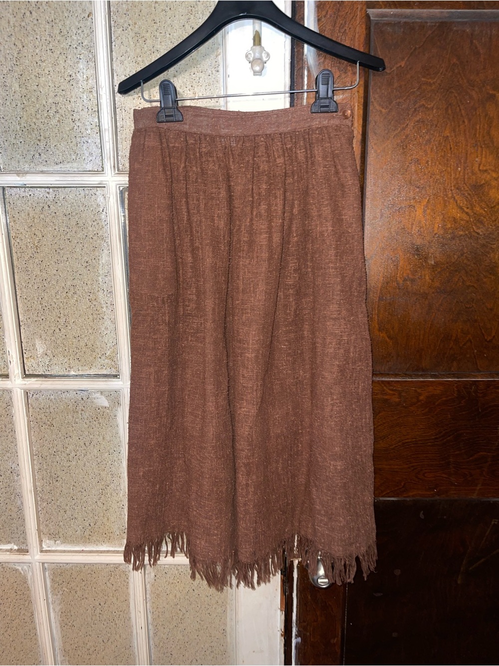 Susan Burrowes Brown Fringe Hem Women's Skirt - Size 6